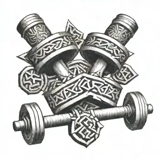 Dark Aesthetic Dumbbells With Viking Runes