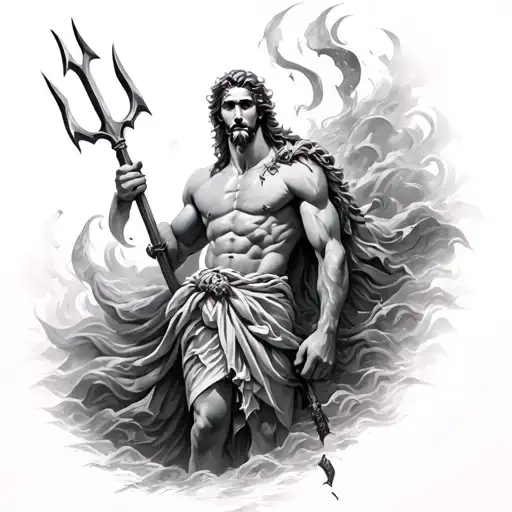 Realism Poseidon Holding A Trident