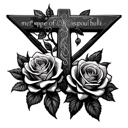 Cross And Roses Growing And Bible Verse