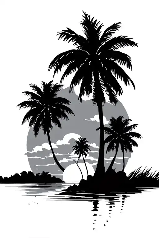 Palm Trees Colors Sunset