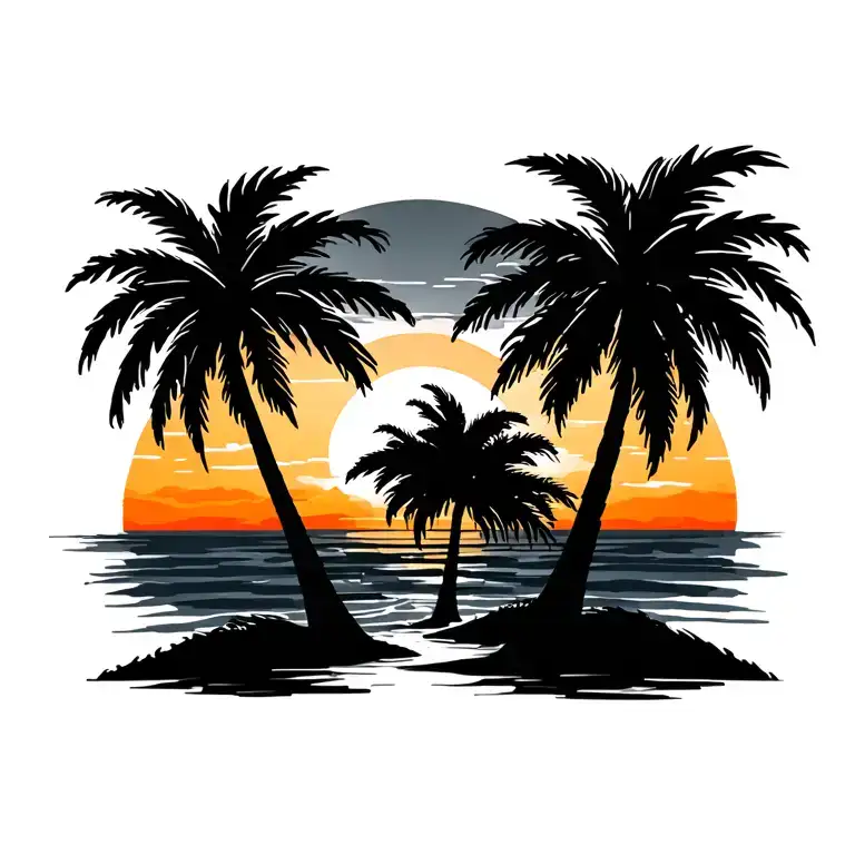 Palm Trees Colors Sunset