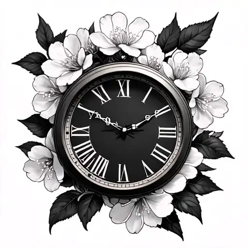 Cherry Blossoms With Clock And Irish