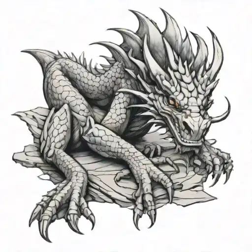 Forearm Young Dragon Laying Down Claws Looking Like They Are Digging Into The Arm