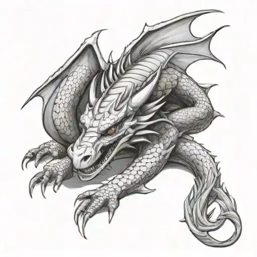 Young Dragon Stretched Out Laying Down