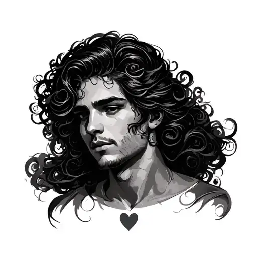 Helen In Swirly Handwriting With A Little Heart On Men's Chest