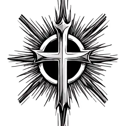 Cross Tattoo With Sun Ray
