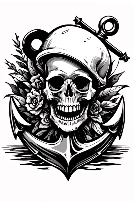 Ship Anchor And Skull