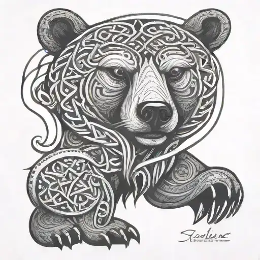 Nordic Knotwork Bear Head
