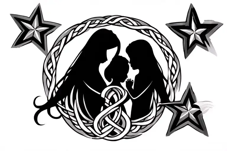 Celtic Knot Mother And Child With Stars