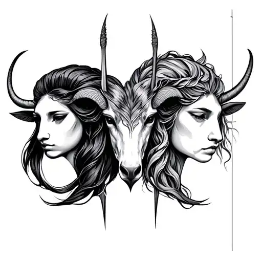 Virgo Aries Sagittarius Line Art