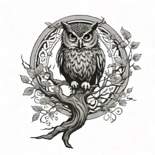 Tree Of Life And Owl From The Front