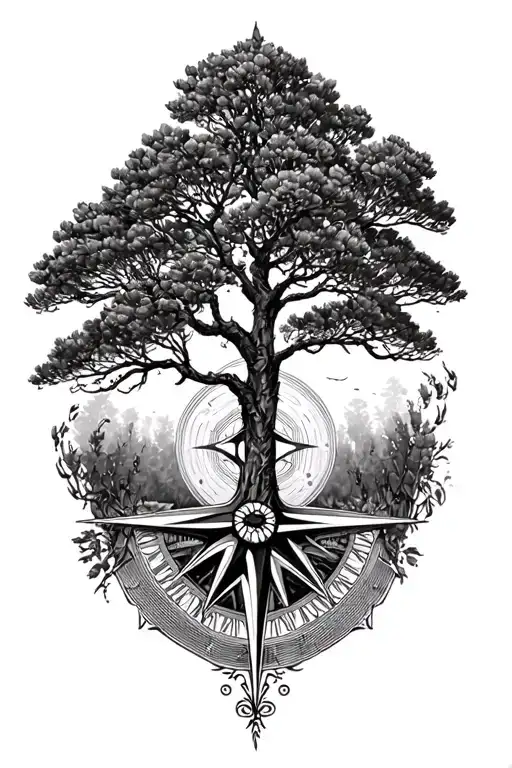 Acacia Tree In Compass
