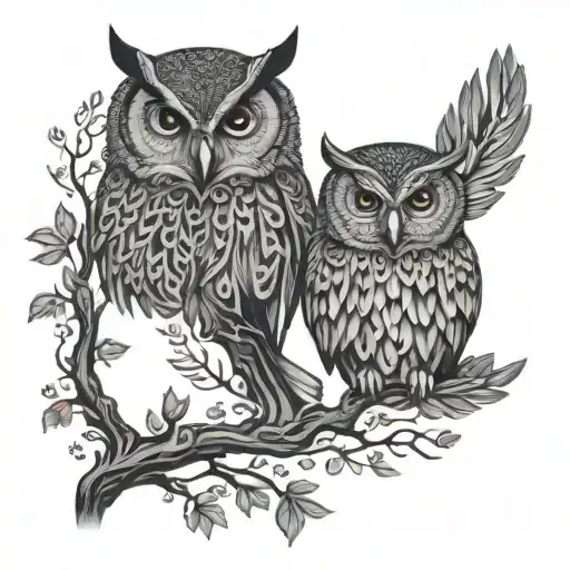 Tree Of Life And Owl Look From The Front Inside