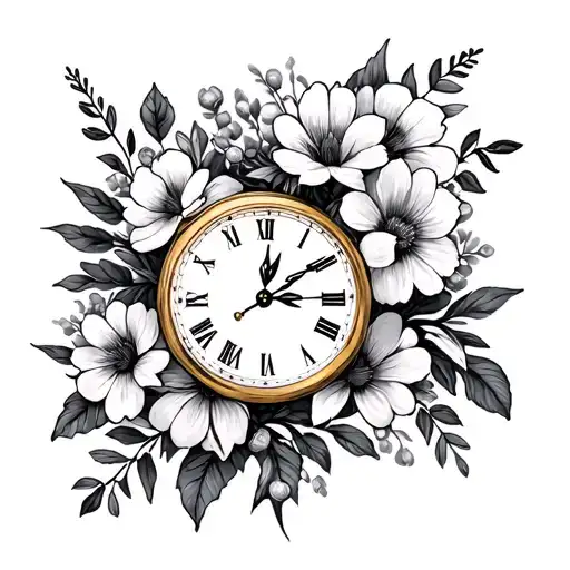 April Birth Flower Bouquet With Time Clock