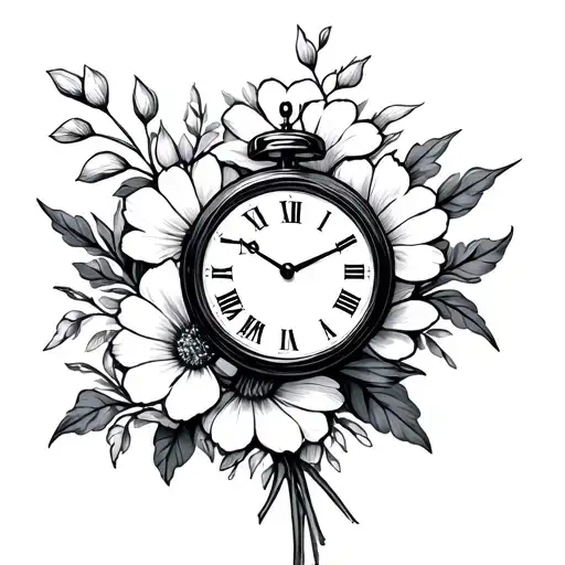 April Birth Flower Bouquet With Time Clock