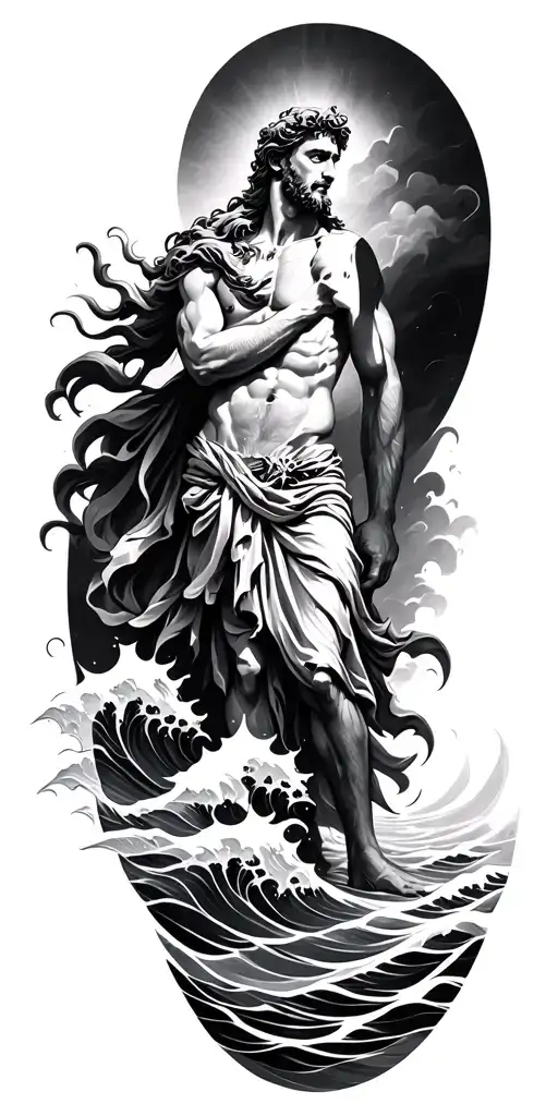 Poseidon With Waves