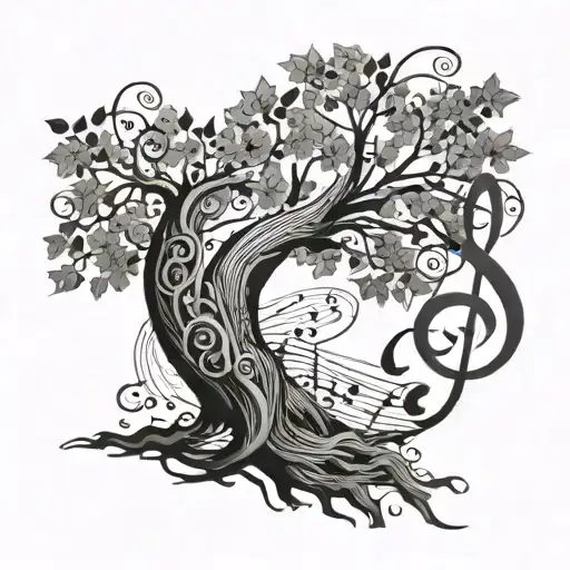 Tree With Music Notes As Branches Forming