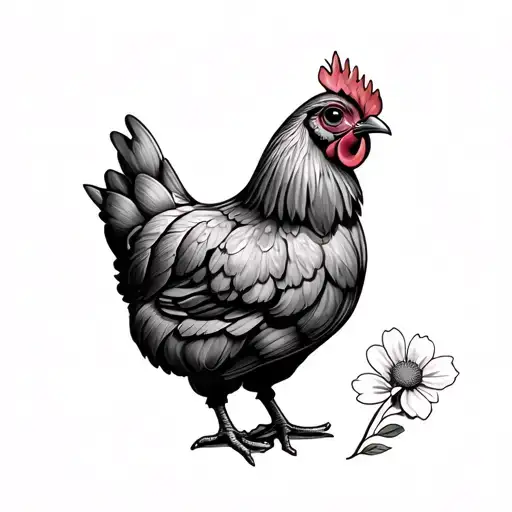 Spring Chicken Cartoon Flowers