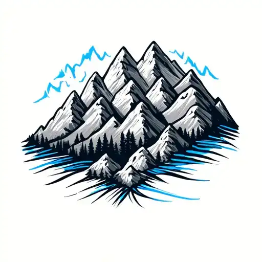 Family Tattoo With Mountains And Police Blue Line