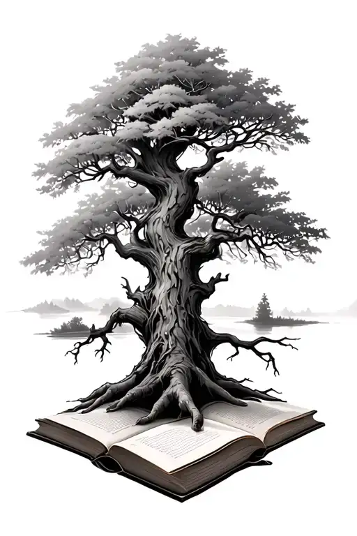 Horrod Tree And Book With Some Nature Scene
