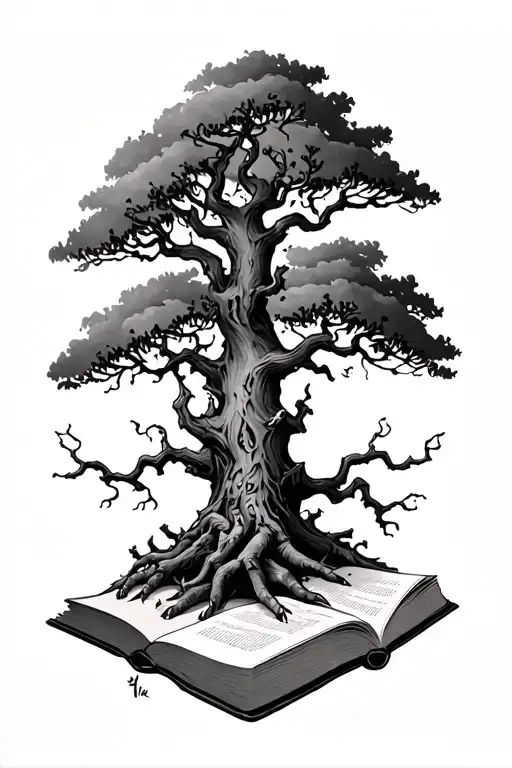 Horror Tree With Some Scene And Book Which To Follow My Current Tatto And Its Disney Castle