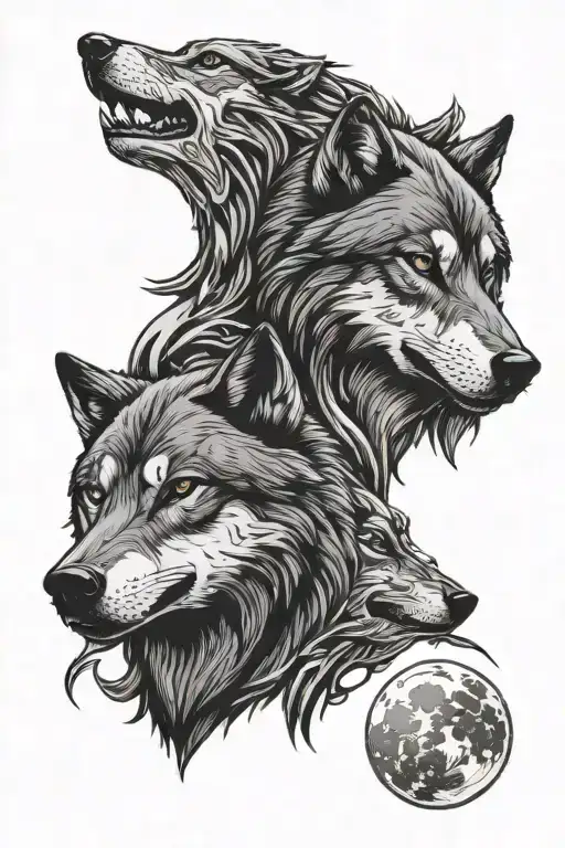 Wolves Light Dark Side Profile Traditional