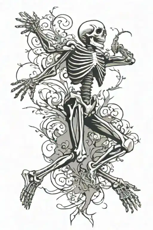 Skeleton Falling Reaching Up