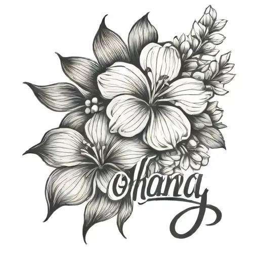 The Word Ohana With The January Birth Flowers