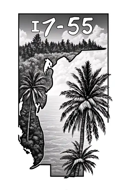 I-75 Map From Florida To Michigan Palm Tree On The Bottom And Forests At The Top