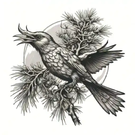 Apostle Bird Flying Near Cypress Pine Tree