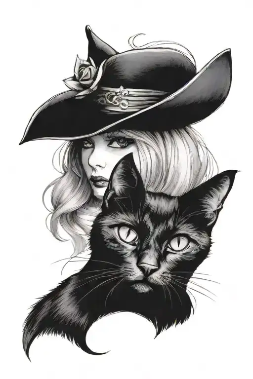 Feminine Black Cat Looking Back