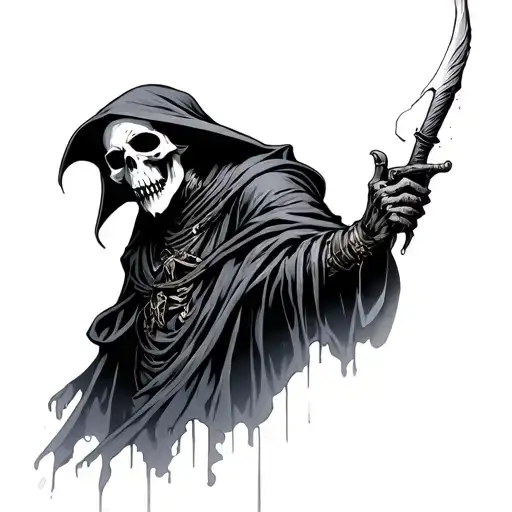 Black And Grey Grim Reaper