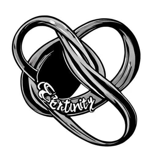 Single Standard Infinity Loop With The Word 'Eternity' Written As Part Of The Loop