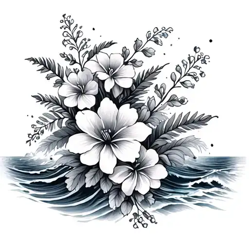 Mimosa Flowers Et Ocean Waves