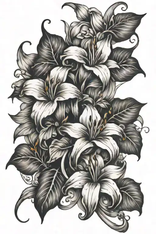 Vine With Lillies And Sweet Peas