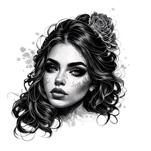 Blackout Tattoo With A Sexy Female Face On The Front Of The Forearm