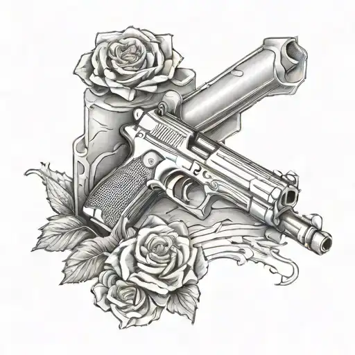 Army Gun Grave In Frostest Tattoo Design
