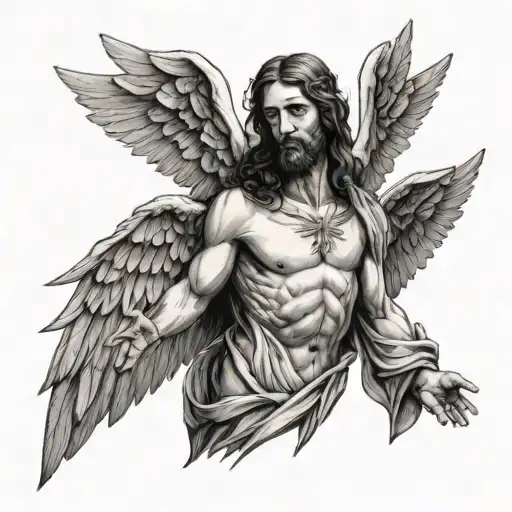 Jesus On Cross Angelic Wings