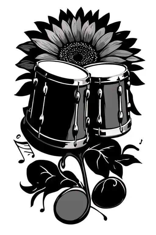 Sunflower Drums Musical Notes