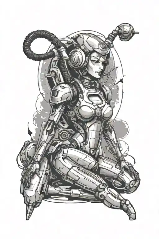 Space Or Robot Full Body Pinup Girl