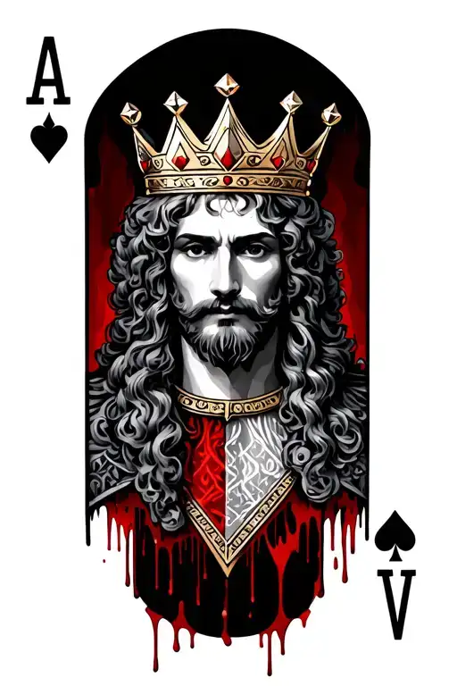 King Playing Card Dimonds With Crown And Blood Dripping