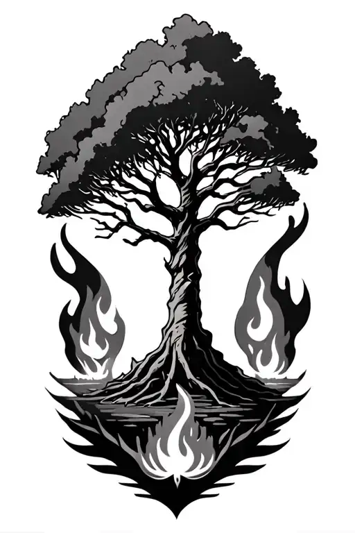 Juice Wrld Tattoo With A Tree On Fire