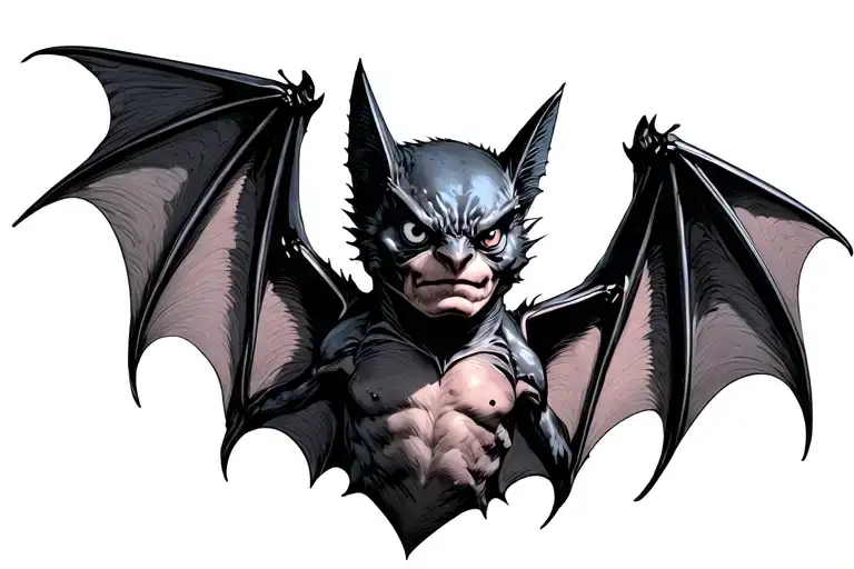 Bat With Wide Open Wings In Graphic Stml
