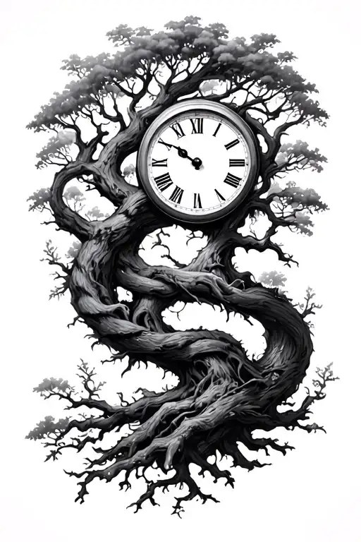 Tree Wrapping Around A Clock Face