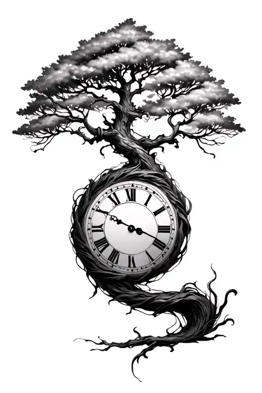 Tree Wrapping Around A Clock Face