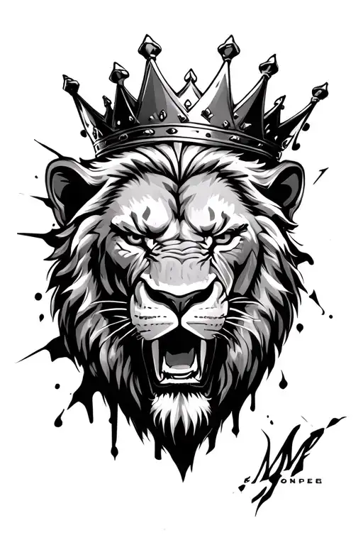 3 Angry Lions Head With A Crown Breaking The Skin