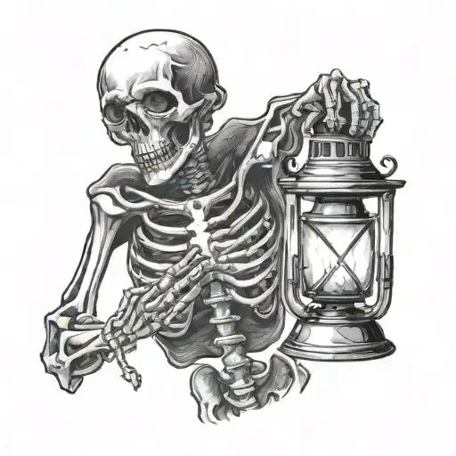 Skeleton Holding Lantern