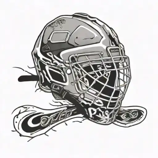 Ice Hockey Goalie Helmet Tattoo Broken Stick Trough The Head Into The Eye With Blood Pouring Out