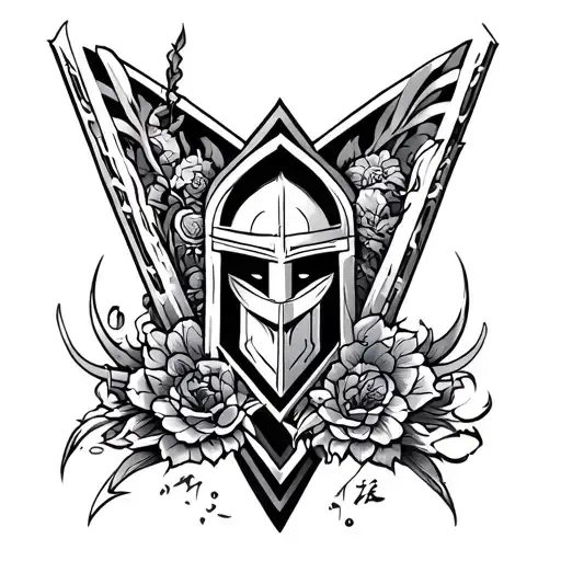 V Shaped Tattoo With Japanese Styles And Spartan Warrior Influences