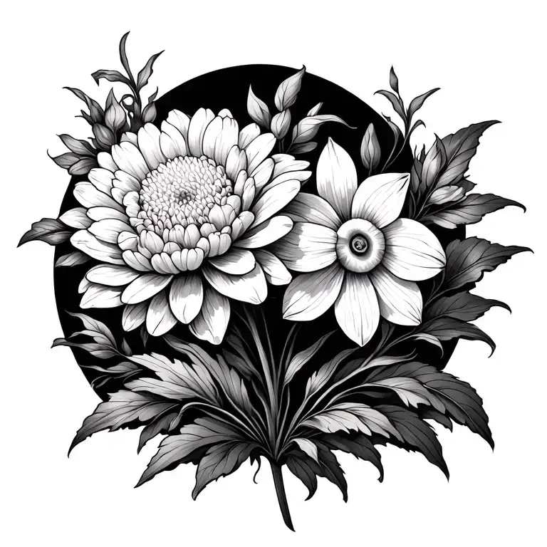 Chrysanthemum And Narcissus Flower Protected